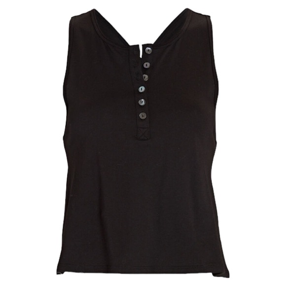 Le Ore Amalfi Cross Back Cotton-Blend Tank in Black Size Large - Picture 2 of 7